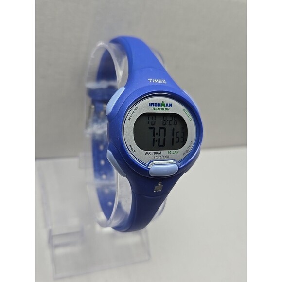 Timex Ironman Triathlon 10Lap Blue Digital Wristwatch Indiglo WR100M New Battery - Picture 5 of 10